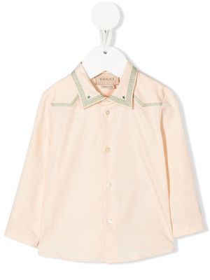 Gucci Kids embroidered cotton shirt - Neutrals