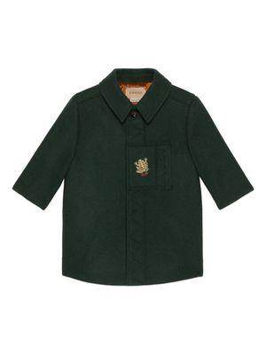 Gucci Kids embroidered-detail wool coat - Green