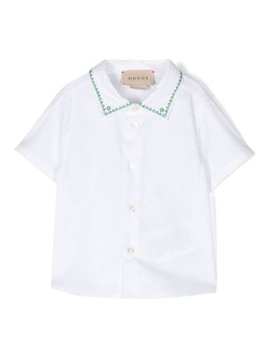Gucci Kids embroidered-trim short-sleeve shirt - White