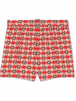 Gucci Kids G check belted shorts - Blue