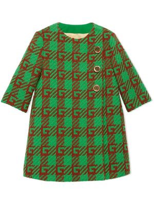 Gucci Kids G-embroidery wool coat - Green