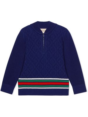 Gucci Kids G rhombus pattern wool jumper - Blue
