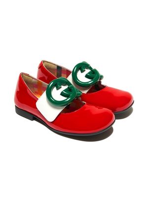 Gucci Kids GG Band leather ballerina shoes - Red