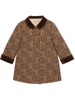 Gucci Kids GG-embroidered wool coat - Brown