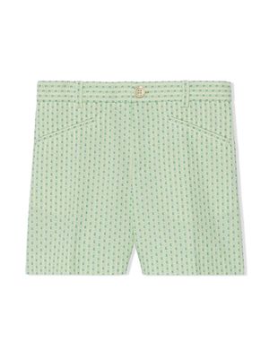 Gucci Kids GG intarsia-knit cotton shorts - Green
