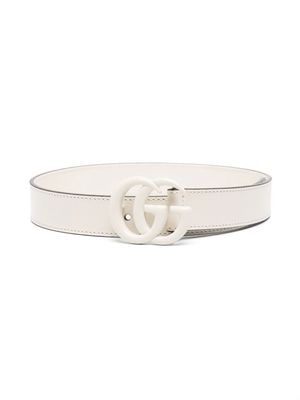 Gucci Kids GG logo-buckle leather belt - White