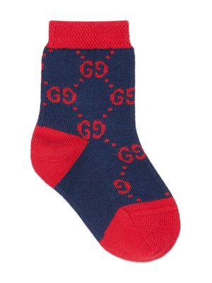 Gucci Kids GG logo colour-block socks - Blue