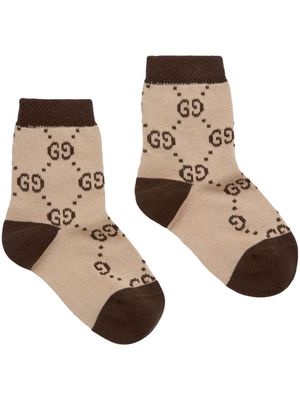 Gucci Kids GG monogram cotton socks - Brown