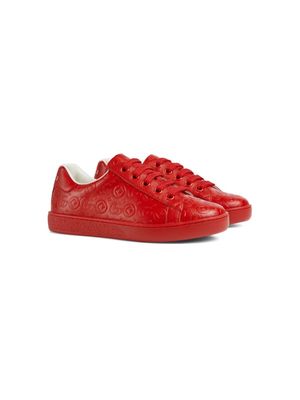Gucci Kids GG Supreme-canvas sneakers - Red