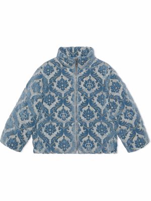 Gucci Kids GG velvet padded jacket - Blue