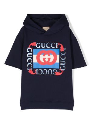 Gucci Kids graphic-print cotton hoodie - Blue