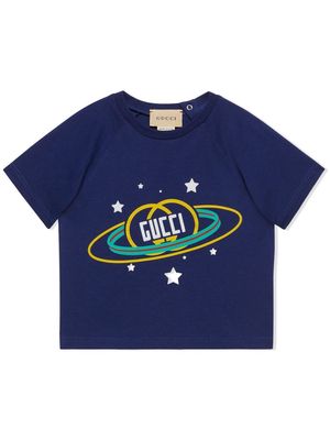 Gucci Kids graphic print cotton T-shirt - Blue