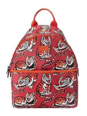 Gucci Kids Gucci tiger-print canvas backpack - Red
