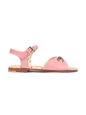 Gucci Kids horsebit-buckle leather sandals - Pink