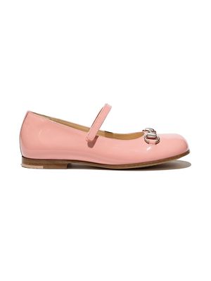Gucci Kids horsebit detail ballerina shoes - Pink