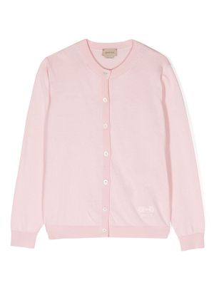 Gucci Kids Horsebit-detail cotton cardigan - Pink