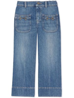Gucci Kids Horsebit-detail denim jeans - Blue