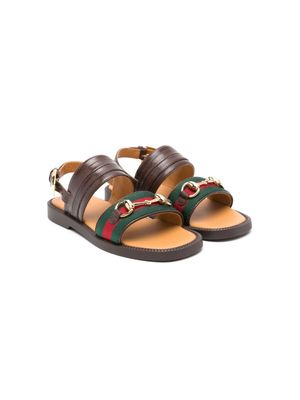 Gucci Kids Horsebit-detail leather sandals - Brown