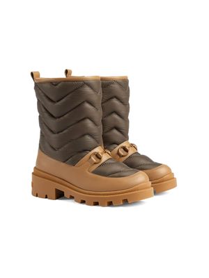 Gucci Kids Horsebit-detail padded boots - Brown