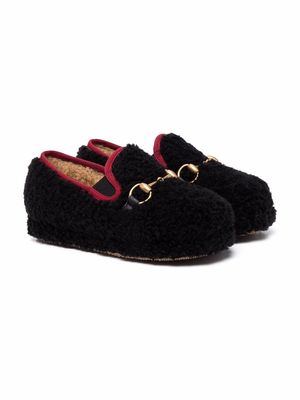 Gucci Kids horsebit-detail slippers - Black
