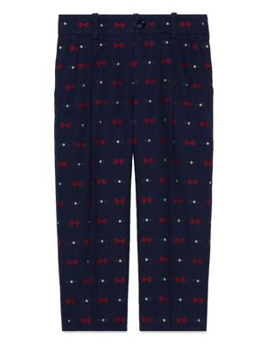 Gucci Kids Horsebit-embroidered straight-leg trousers - Blue