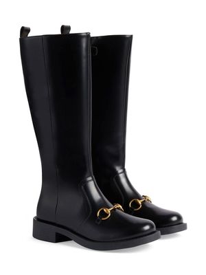 Gucci Kids Horsebit knee-high boots - Black