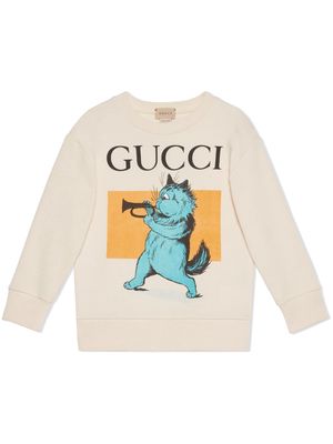Gucci Kids illustration-print cotton sweatshirt - Neutrals