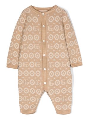 Gucci Kids intarsia knit-logo cotton romper - Neutrals