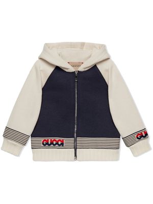 Gucci Kids intarsia-knit logo hooded jacket - Blue