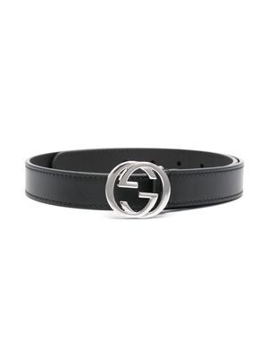 Gucci Kids Interlocking G buckle belt - Black