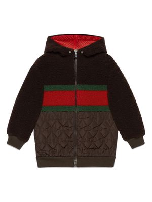 Gucci Kids Interlocking G faux-shearling hoodie - Brown