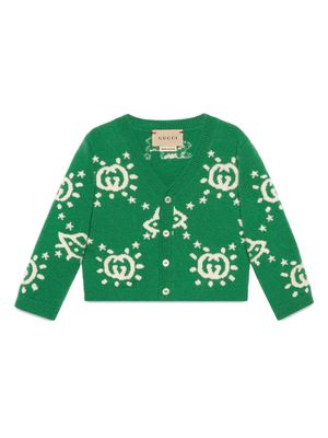 Gucci Kids Interlocking G intarsia-knit cardigan - Green