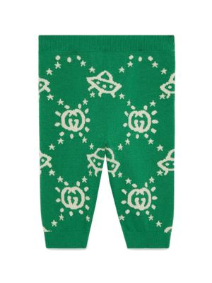 Gucci Kids Interlocking G intarsia-knit leggings - Green
