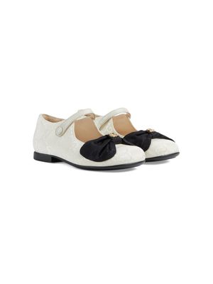 Gucci Kids Interlocking G leather ballerina shoes - White