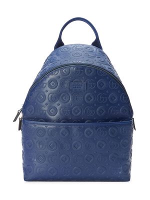 Gucci Kids Interlocking G logo leather backpack - Blue