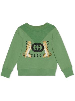 Gucci Kids Interlocking G logo-patch sweatshirt - Green