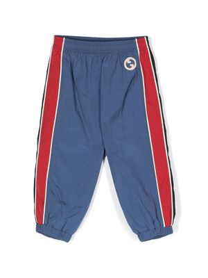 Gucci Kids Interlocking-G-patch panelled trousers - Blue