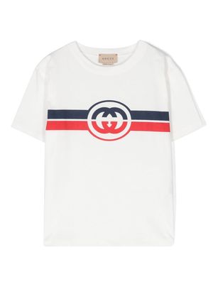 Gucci Kids Interlocking G-print cotton T-shirt - White