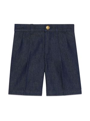 Gucci Kids logo-appliqué denim bermuda shorts - Blue