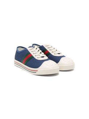 Gucci Kids logo-embossed canvas sneakers - Blue