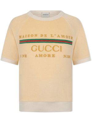 Gucci Kids logo-embroidered cotton-blend T-shirt - Neutrals