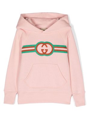 Gucci Kids logo-embroidered cotton hoodie - Pink