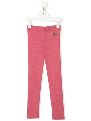 Gucci Kids logo-embroidered ribbed-knit leggings - Pink