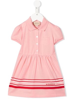 Gucci Kids logo-embroidered striped dress - Pink