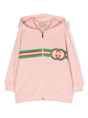 Gucci Kids logo-embroidered zipped hoodie - Pink
