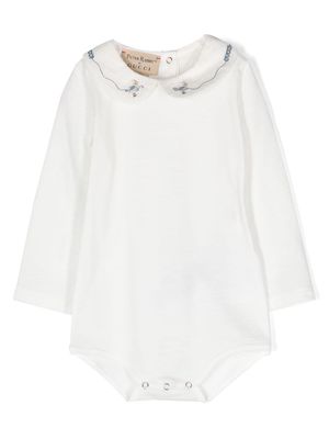 Gucci Kids logo-embroidery cotton bodysuit - White