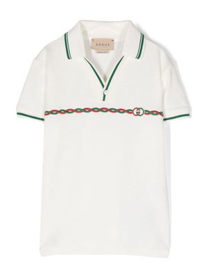 Gucci Kids logo embroidery polo shirt - Neutrals