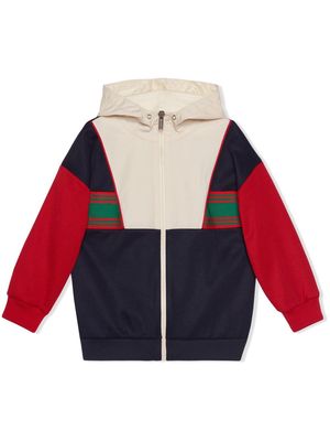 Gucci Kids logo-jacquard hooded jacket - Blue