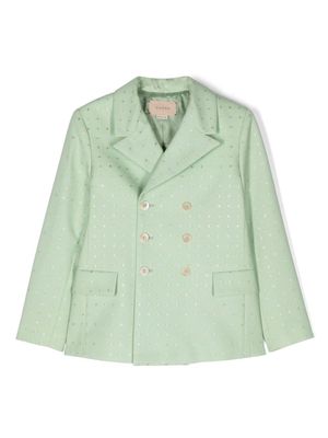 Gucci Kids logo-lettering double-breasted blazer - Green