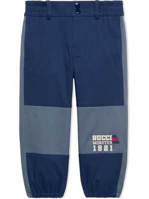 Gucci Kids logo-patch colour-block trousers - Blue
